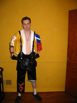 me in my Tidus cosplay outfit