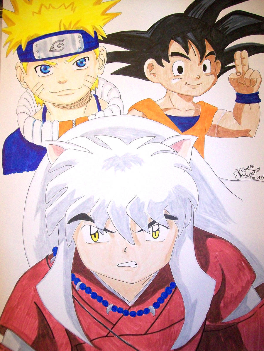 Desenho Seiya Goku e Naruto by Eijinet on DeviantArt