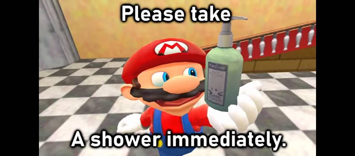 Mario Please take A shower immediately by Powtjh on DeviantArt