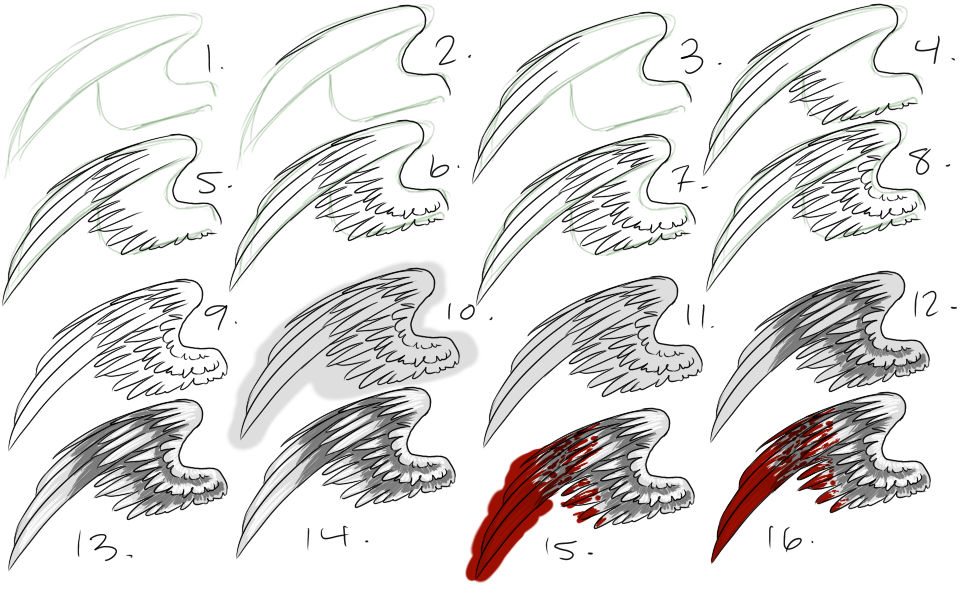 Drawn Wing Tutorial How I Draw Wings by Nixhil on DeviantArt