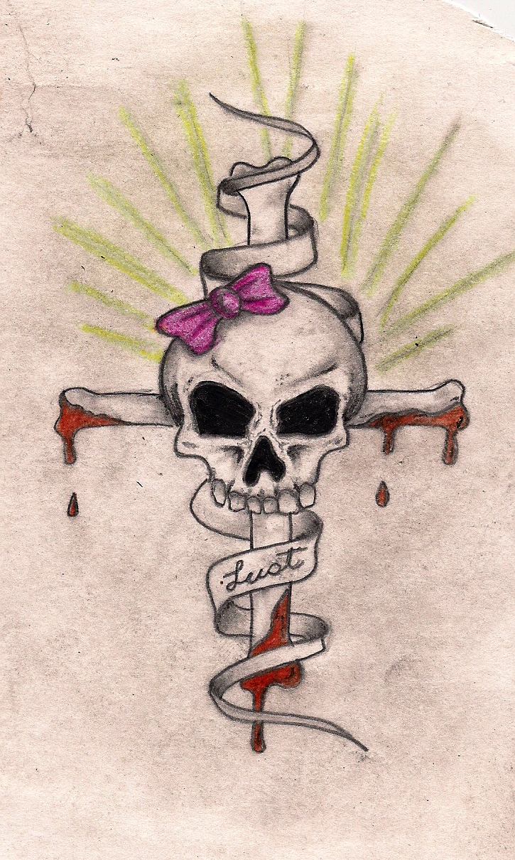 girl skull and bones cross