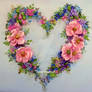 Floral heart, ribbon embroidery