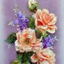 Roses, ribbon embroidery picture