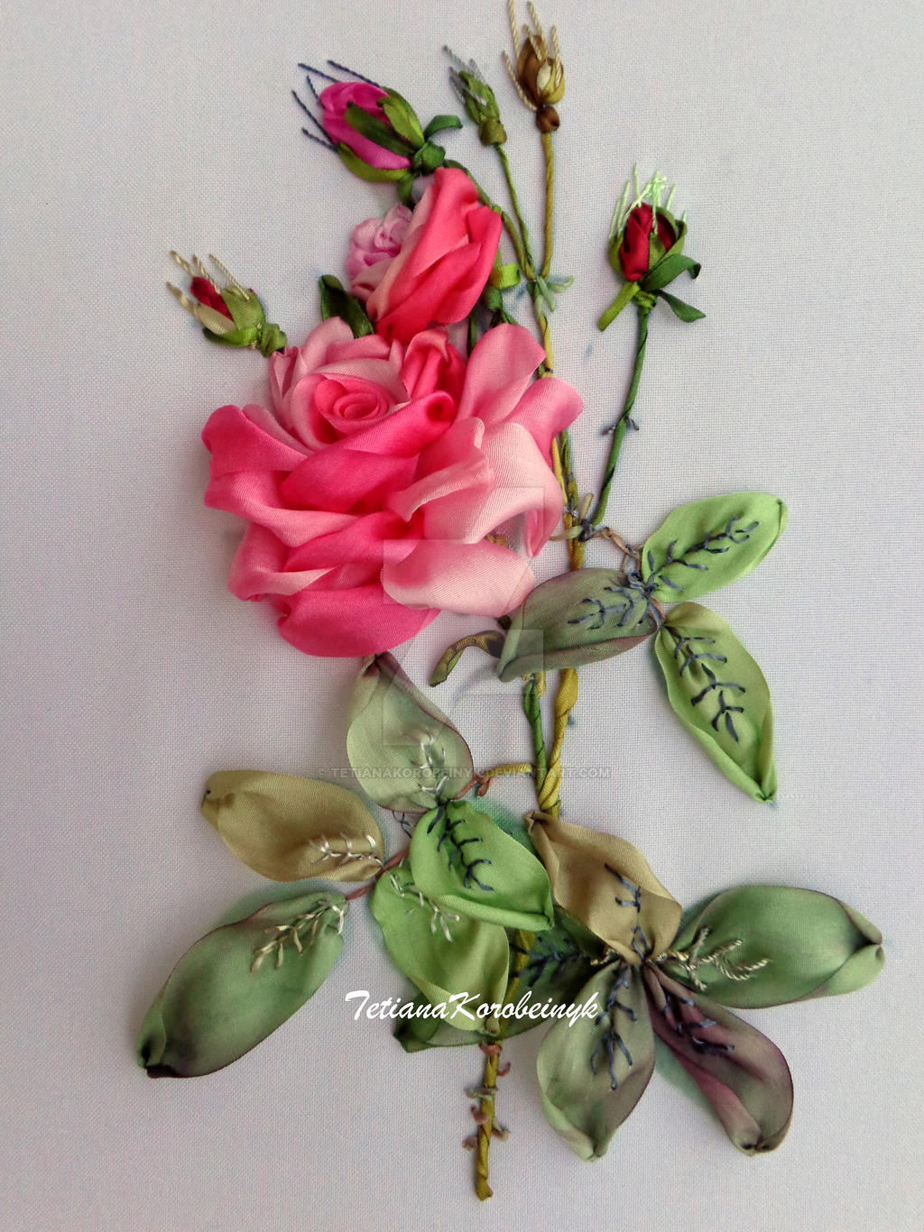 Silk Ribbon Embroidery Rose Vine JSRQT 3D Ribbon Embroidery Starter
