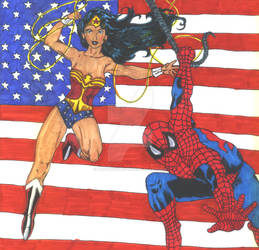 Wonder Woman and Spiderman