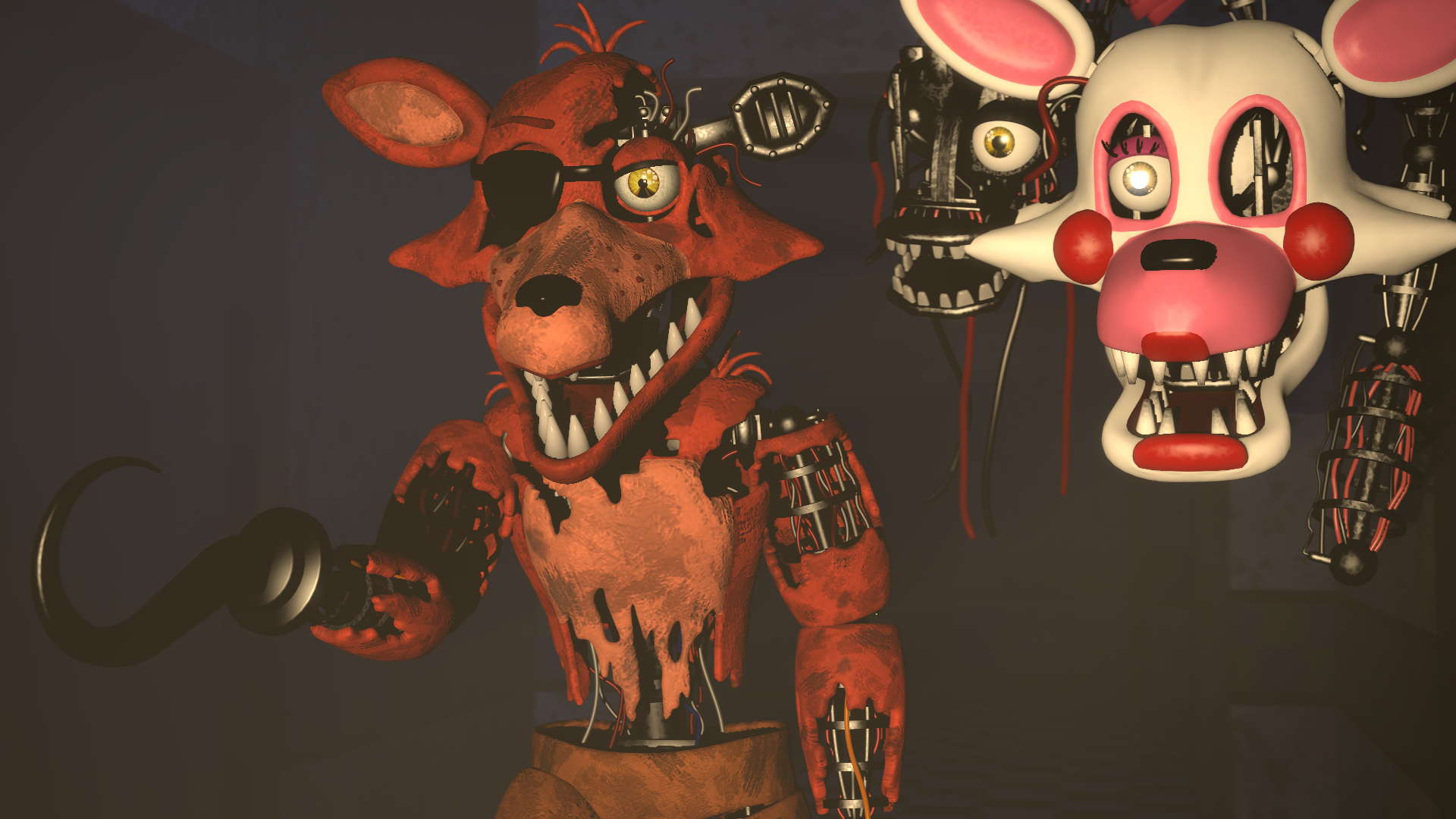 Withered Foxy e Nightmare Foxy Referência SFM papel de parede HD