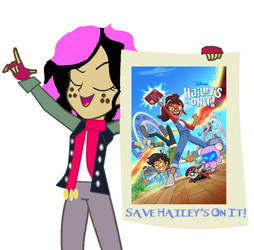 Anika (Me) Holding a Save Hailey's On It Poster