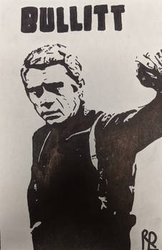 Steve McQueen Bullitt silhouette sketch 