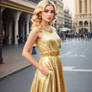 Woman in a golden dress