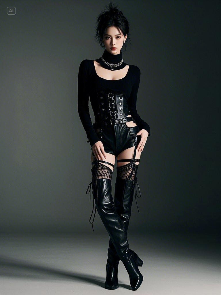 Victorian Woman In High Waist Leather Shorts by hikes49 on DeviantArt