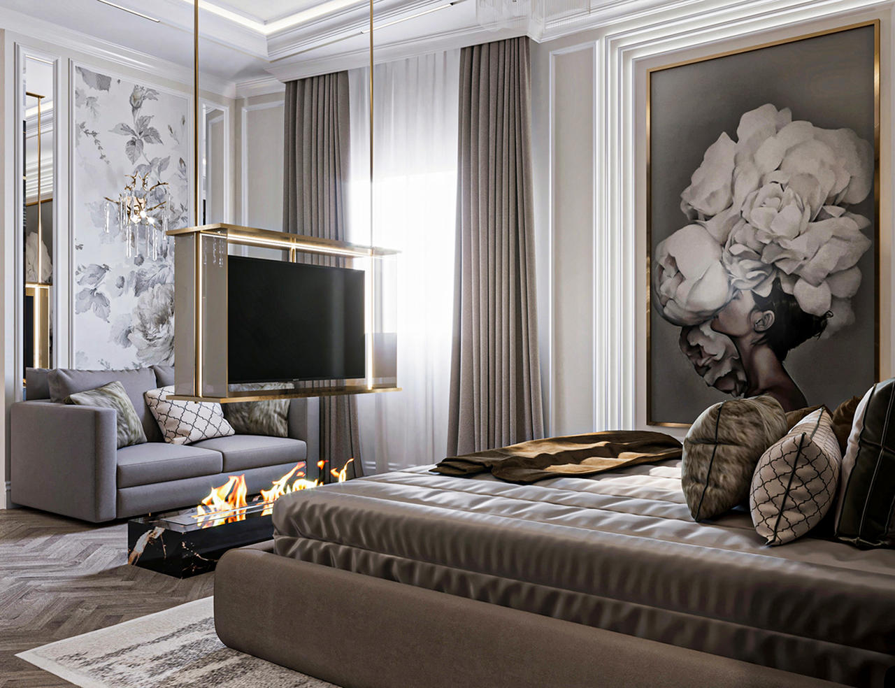 Modern white gold bedroom design 2 by Mahamerutechnoart on DeviantArt