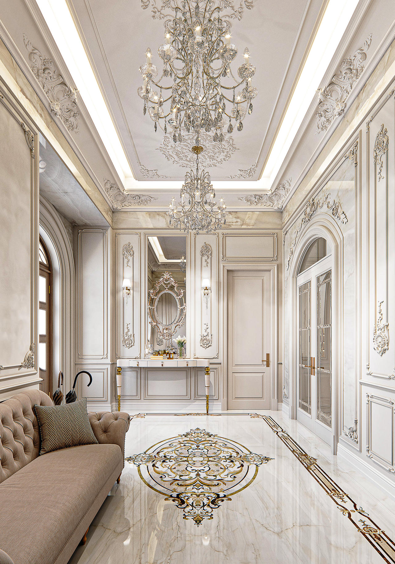 Luxury white classic villa house interior design 7 by Mahamerutechnoart ...