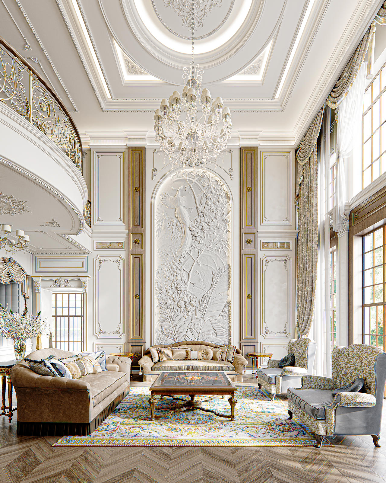 Luxury white classic villa house interior design 9 by Mahamerutechnoart ...