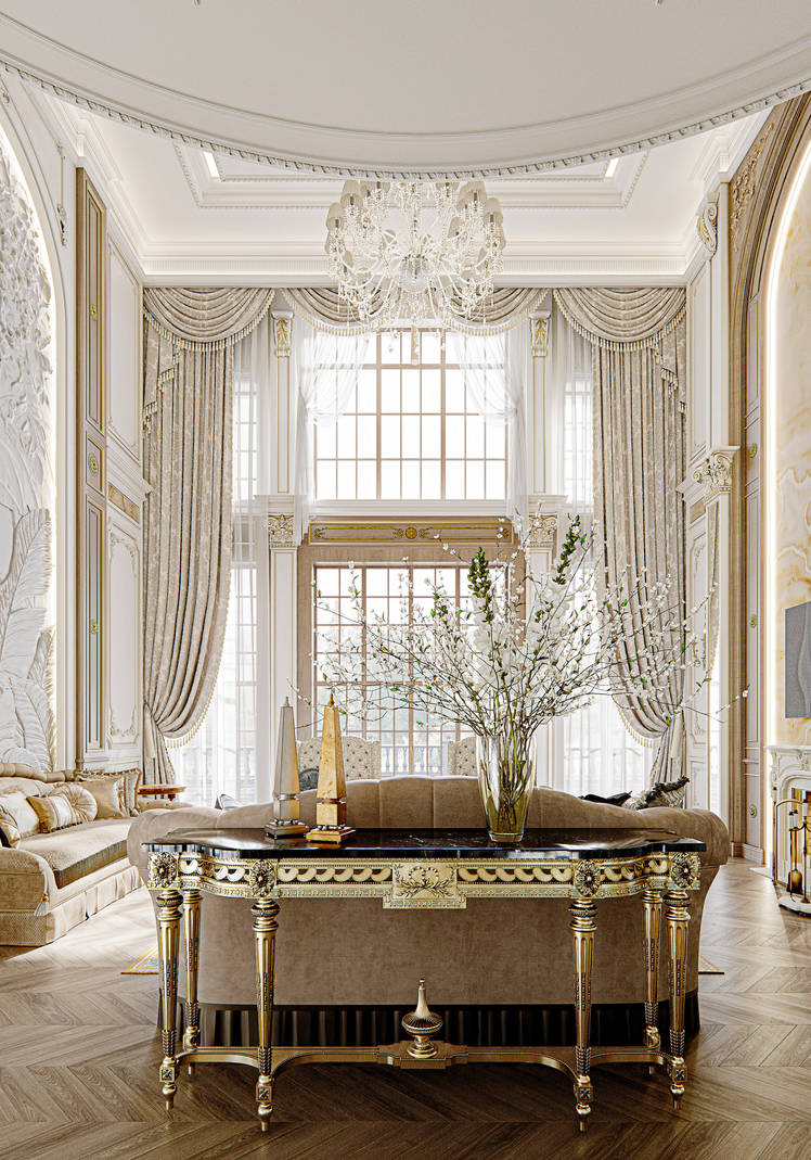 Luxury white classic villa house interior design 1 by Mahamerutechnoart ...