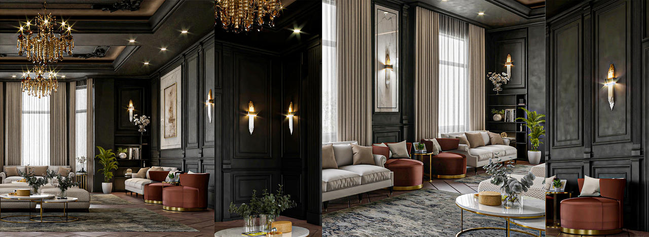 Luxury black or white classic villa house interior by Mahamerutechnoart ...
