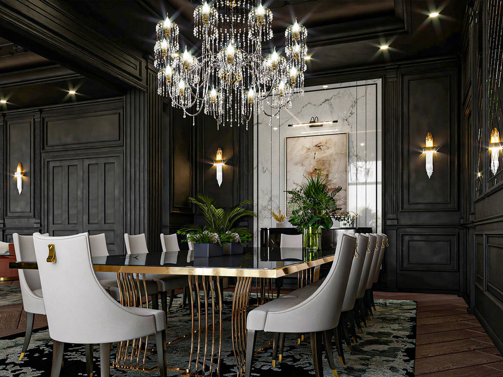 Luxury black or white classic villa house interior by Mahamerutechnoart ...