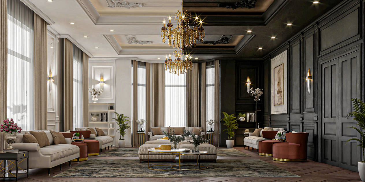 Luxury black or white classic villa house interior by Mahamerutechnoart ...