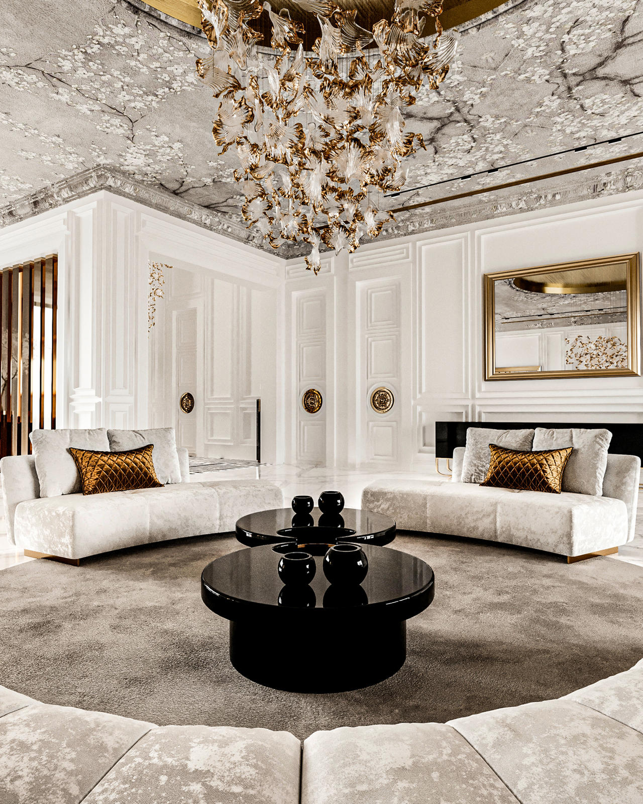 Luxury modern white classic villa house interior d by Mahamerutechnoart ...