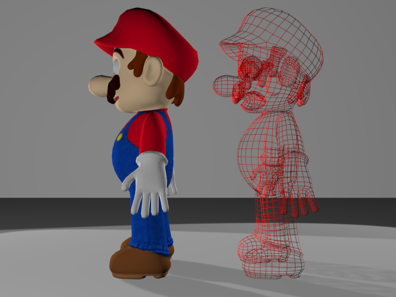 Mario - Side (Wireframe) by cr3dmodels on DeviantArt