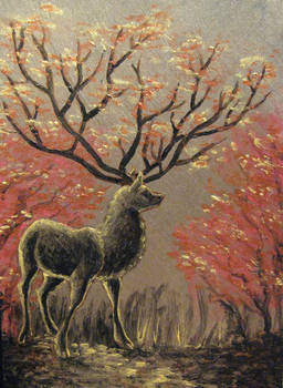Art Card Autumn Stag
