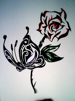 abstract butterfly rose