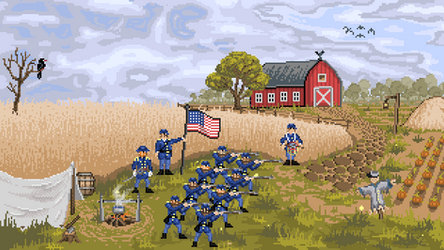 Civil War Union Soldiers Training On Farm