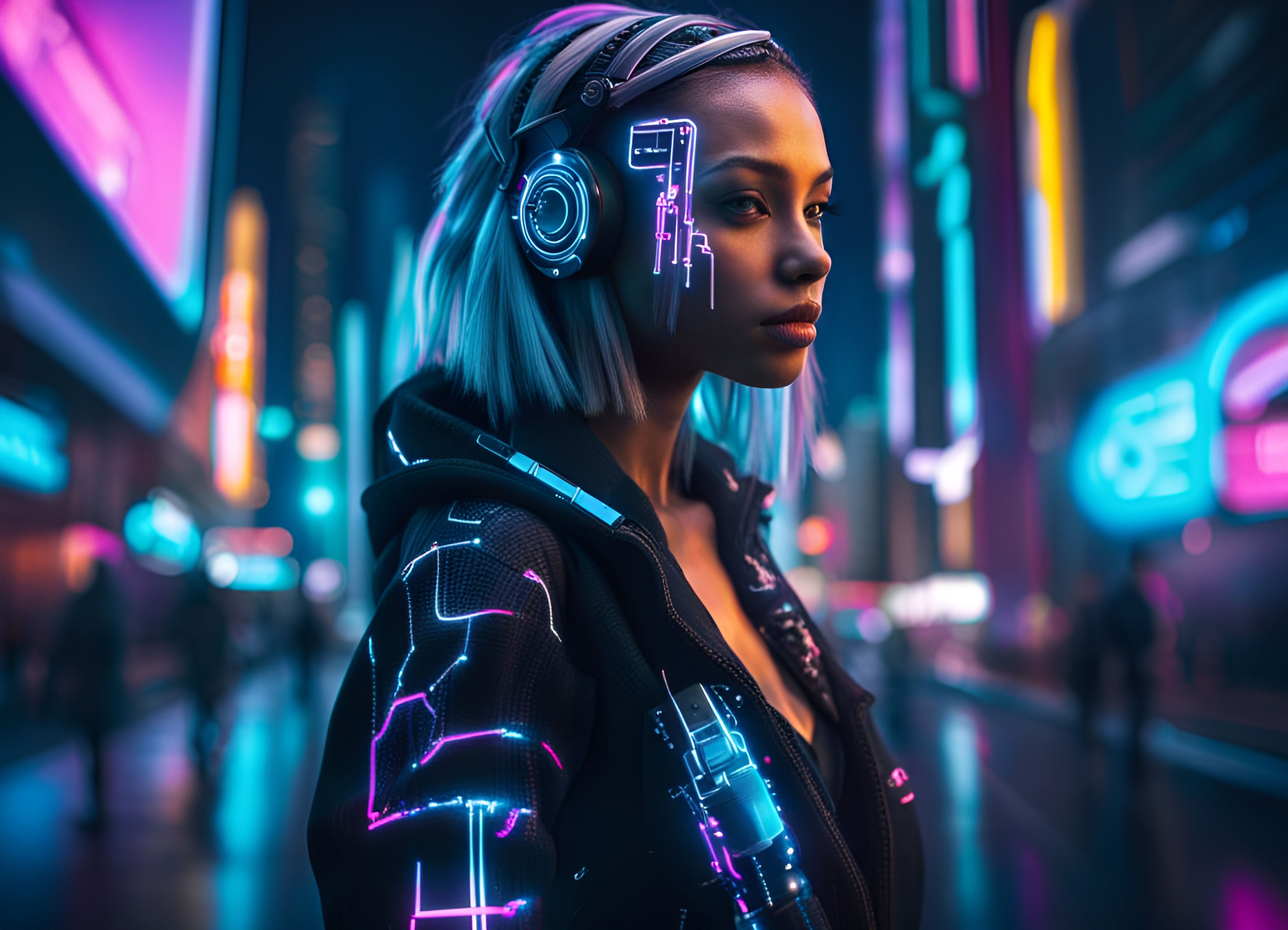 Girl Wearing Headphones Cyberpunk Wallpapers - Girl Wallpapers