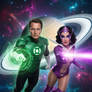 Green Lantern (Newman) and Star Sapphire (Taylor)