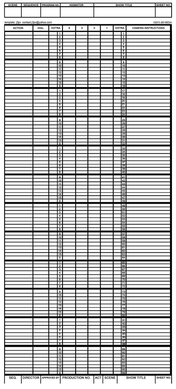 Animation Exposure Sheet by JEBurton on DeviantArt