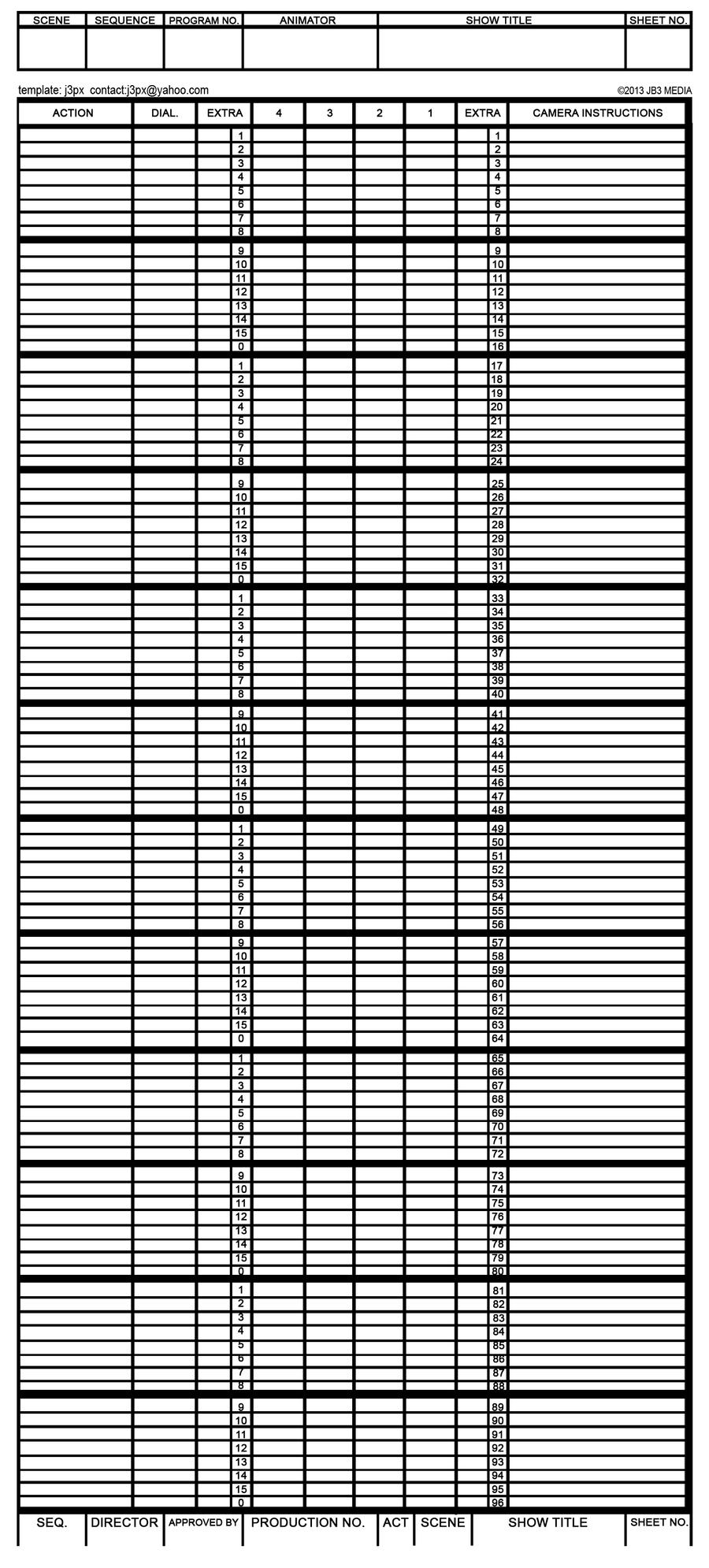 Animation Exposure Sheet by JEBurton on DeviantArt