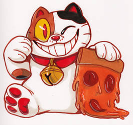 Pizza Beckoning Cat