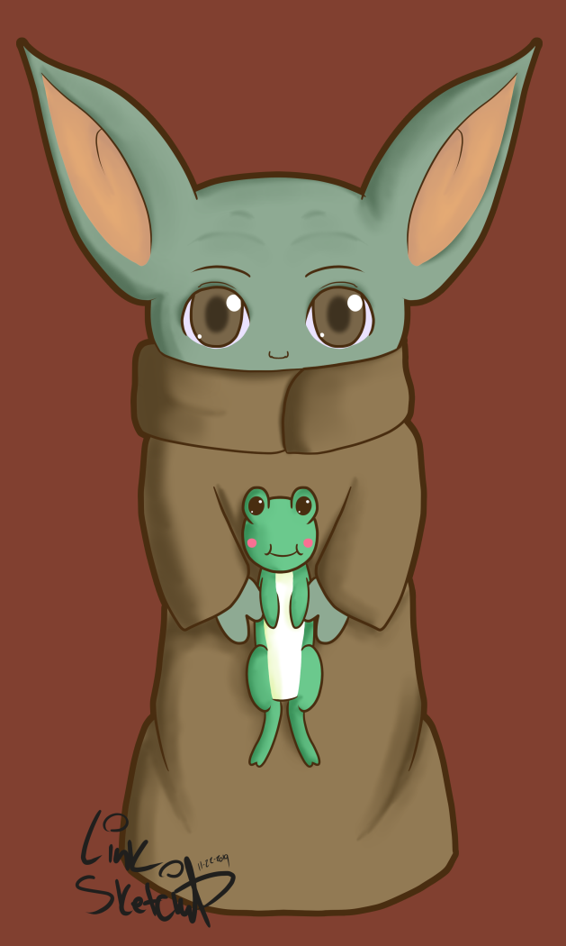 Baby Yoda With Frog By Linksketchit On Deviantart