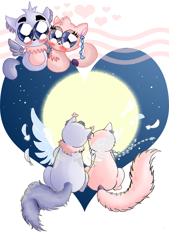 Cats under moonlight