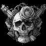 Skull, guns and roses