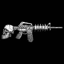 AR15 rifle made from skulls, bones and metal