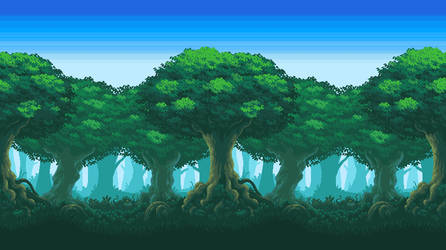 Repeating Pixel Tree Background