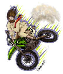 Jesus whipping on dirt bike transparent Ver