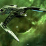 USS Phoenix in Green Nebula