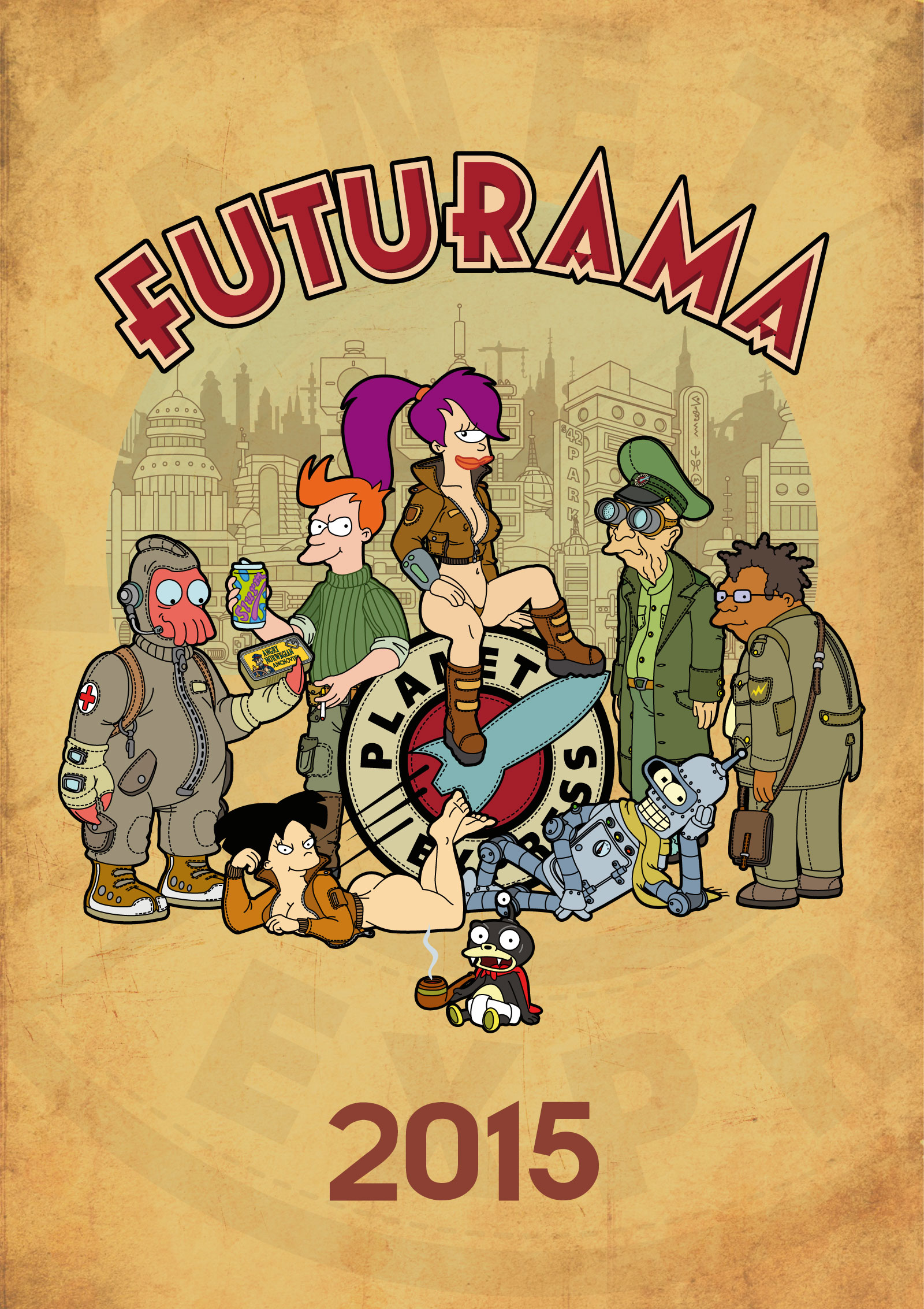 Futurama, calendar 2015, cover by bearbm on DeviantArt