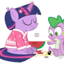 Twilight and Spike in 'Sushi Appreciation'