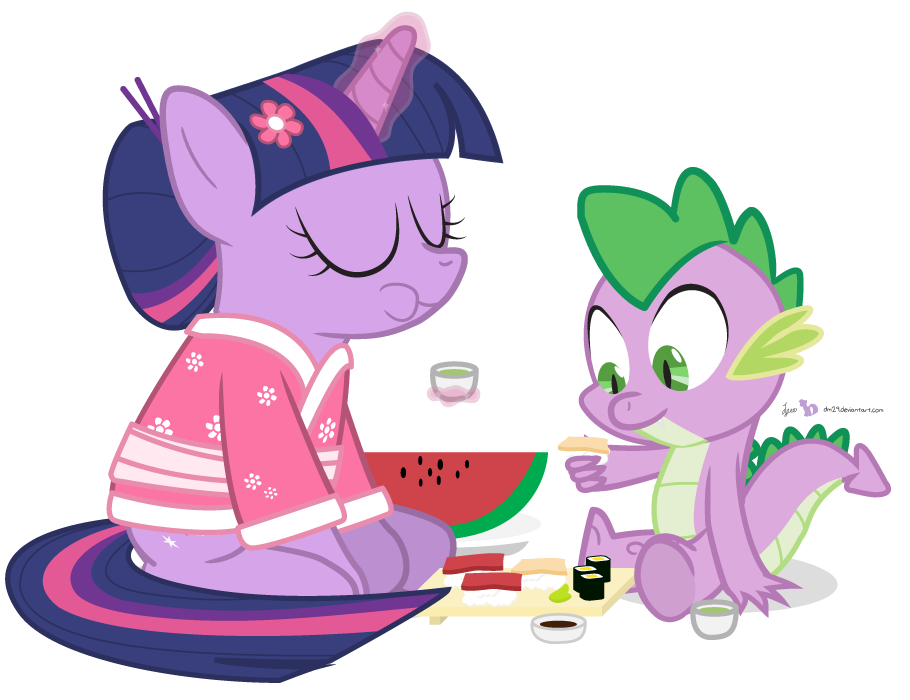 Twilight and Spike in 'Sushi Appreciation'