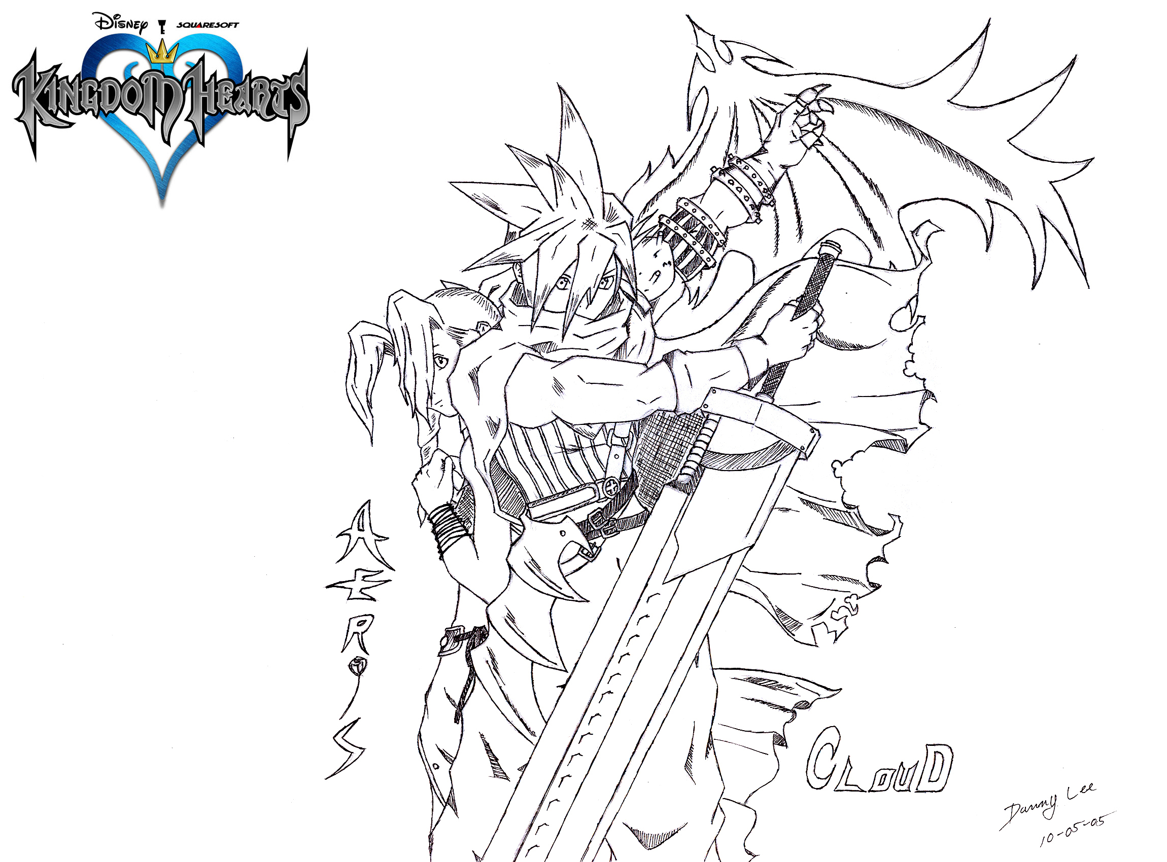 Cloud and Aeris Kingdom Hearts