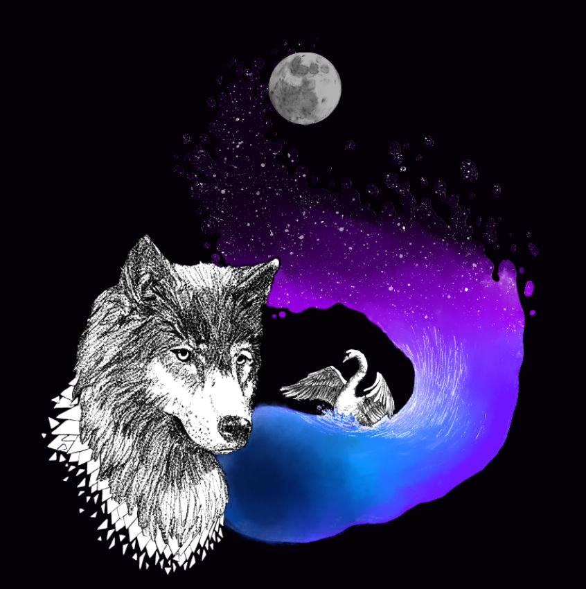 Wolf and Swan Commission by beardedKoala on DeviantArt