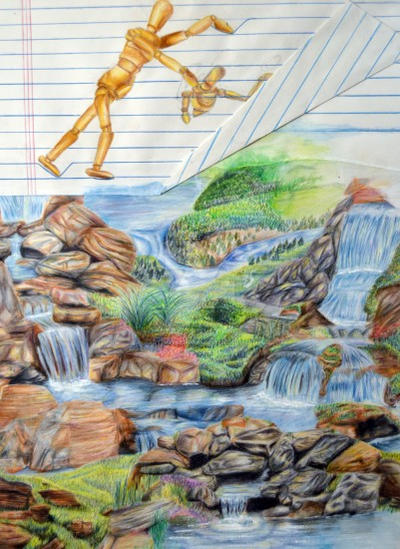 waterfall on paper by Artismybandaid on DeviantArt
