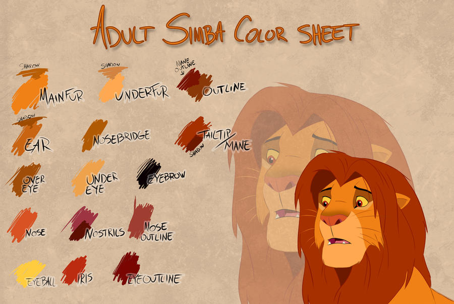 Adult Simba color sheet by Takadk on DeviantArt