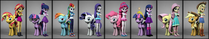 Mane 8 Humans and Ponies