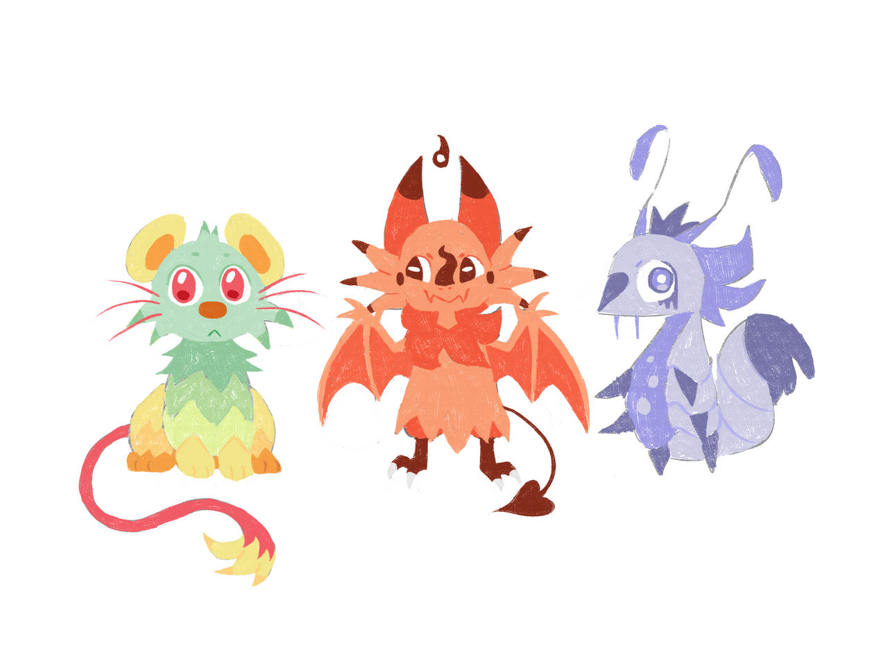 Fakemon Starters by Xe-cutie on DeviantArt