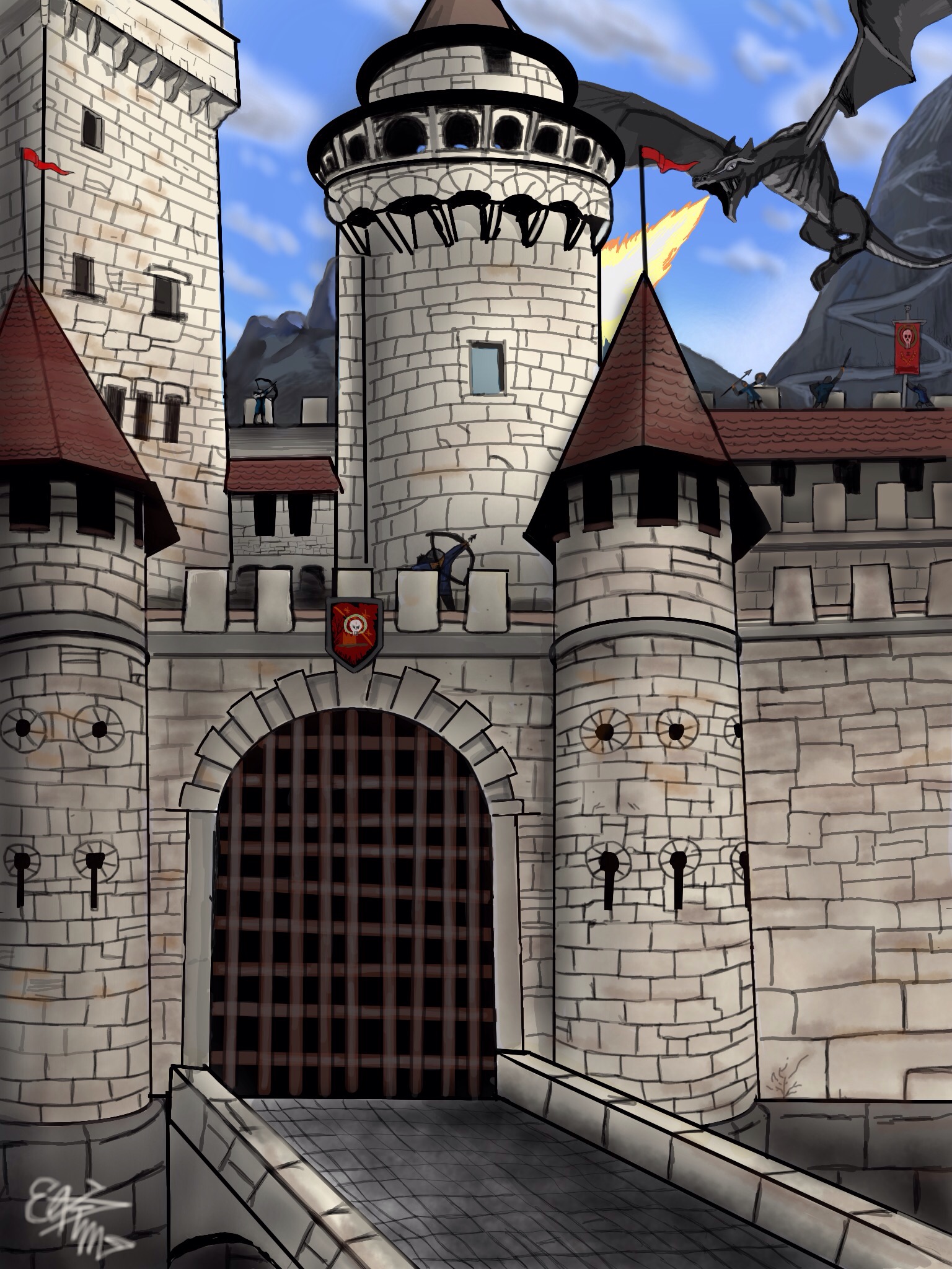Attack Castel 3d Dragon Attacking Castle
