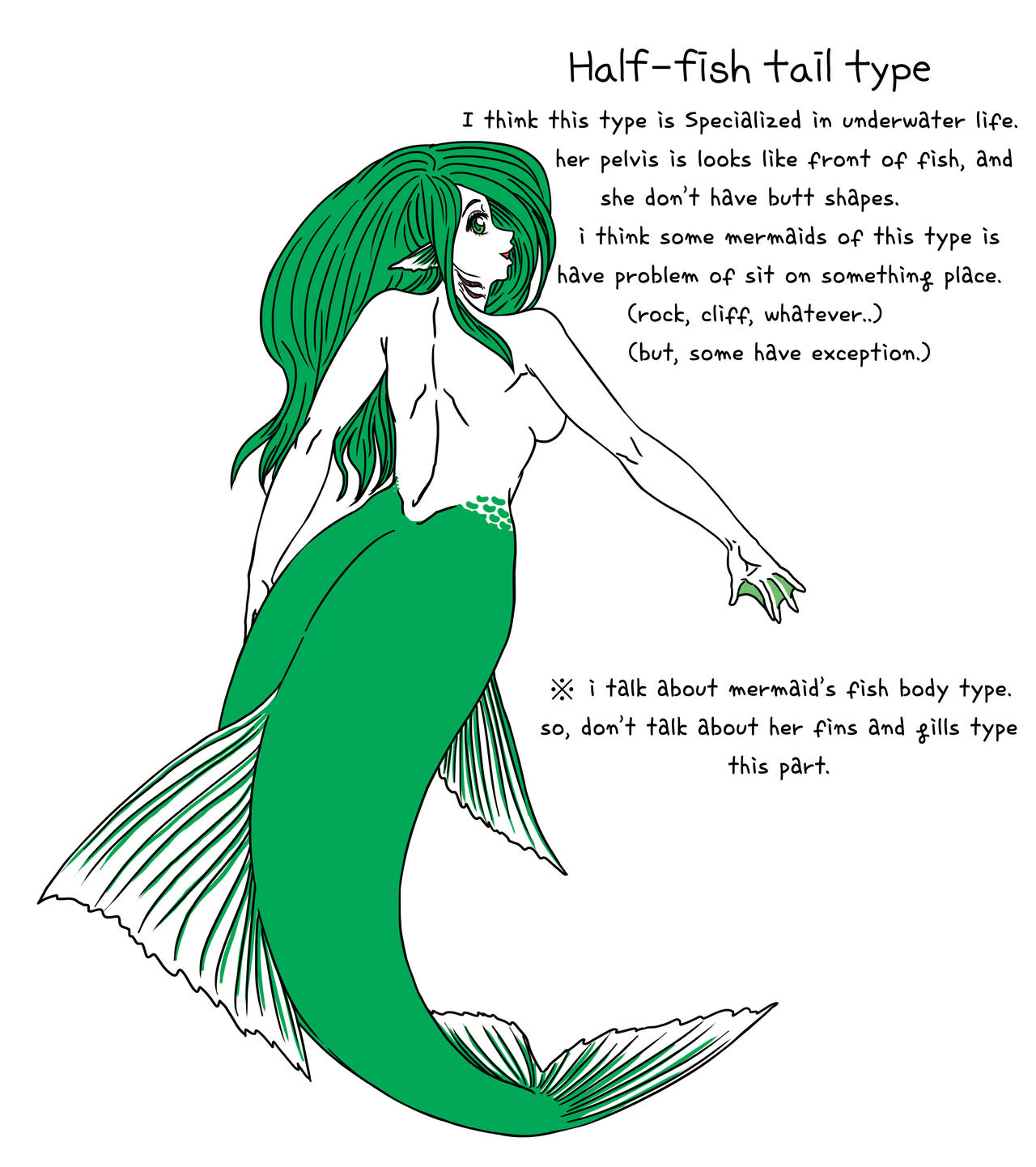 Mermaid's lower body type - Half-fish tail type by DragonflyNetman on  DeviantArt