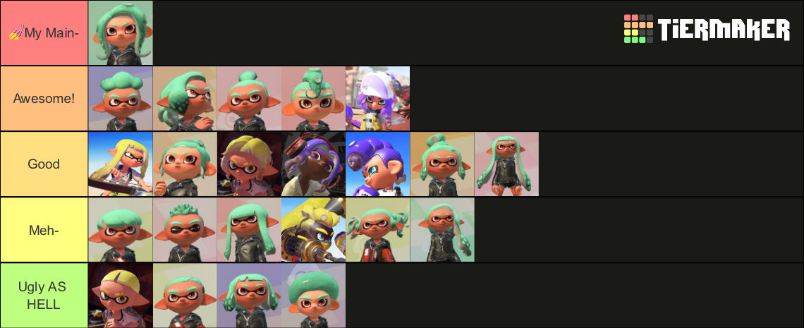 Splatoon Hair Ranked by Capta1nOCT0 on DeviantArt